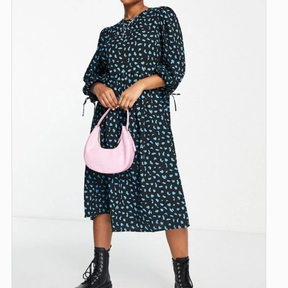 PIECES Anemone Midi Dress SZXL Abstract Animal Print Lagenlook Boho Artsy Punk